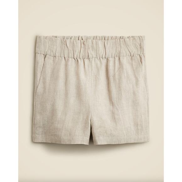 J. Crew Tropez Linen Short Lightweight Beige Flax Small Coastal Pull On Casual - Picture 1 of 6
